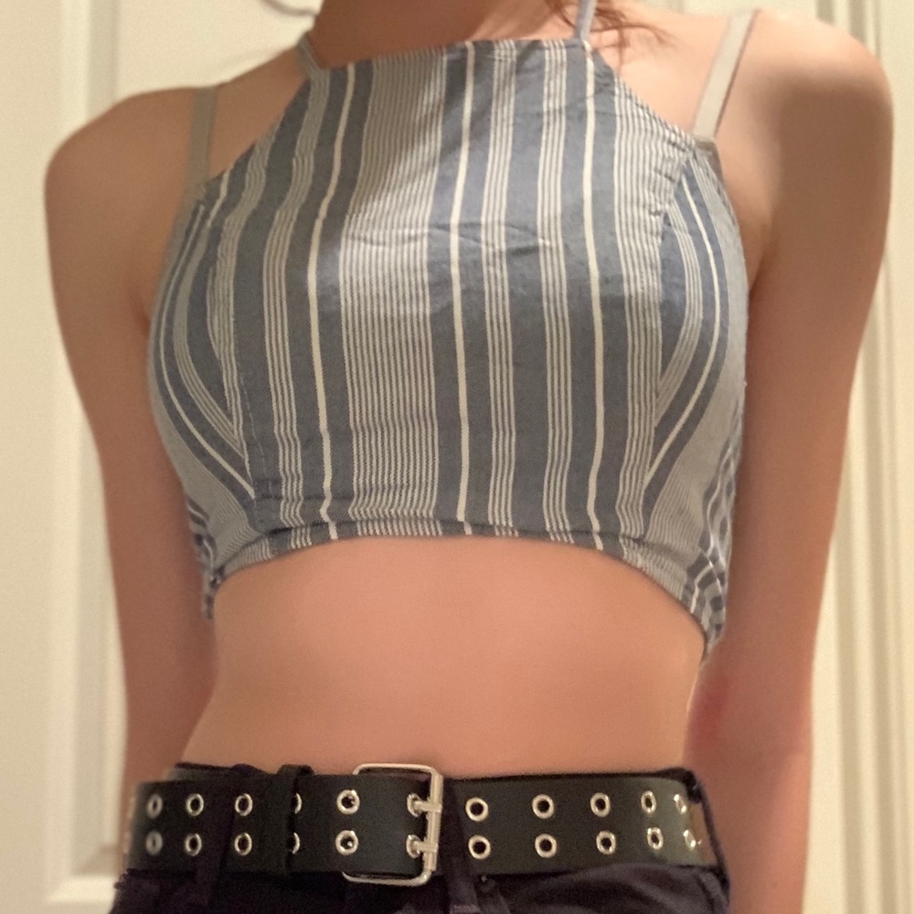 Halter striped crop top